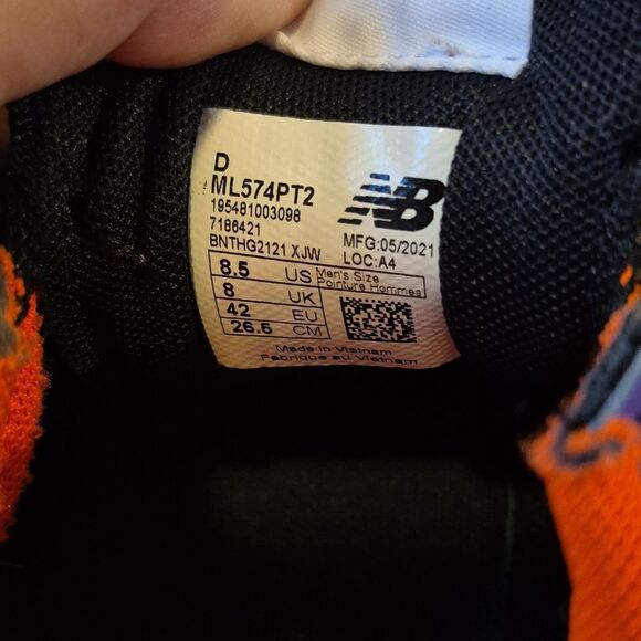 New Balance 574 Rare Retro Look ML574PT2 Black Purple Sneakers Shoes 8.5 Men - Picture 9 of 12